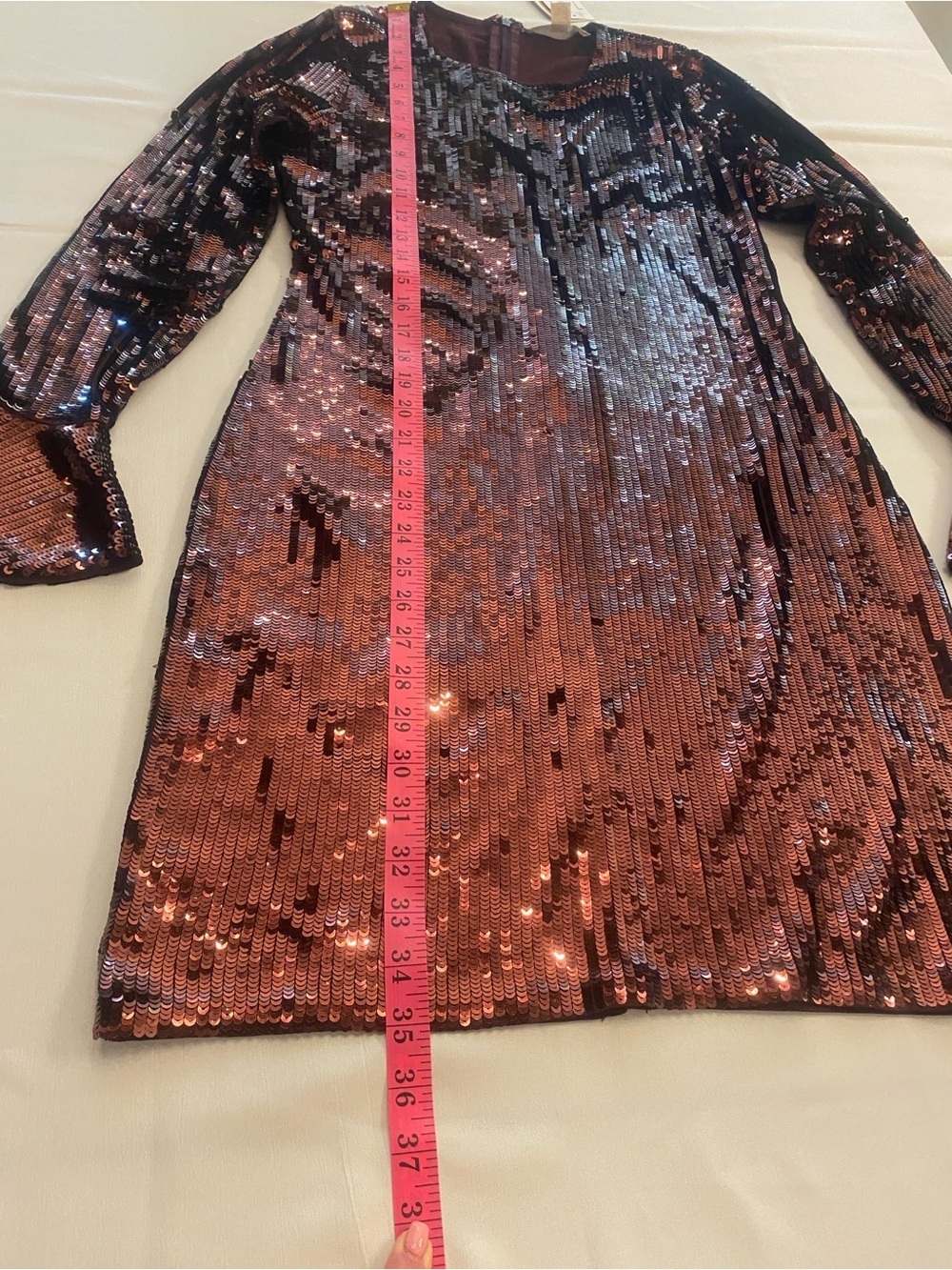 Michael Kors Women’s Sequin Long Bell Sleeve Party Metallic Mini Dress new M - Picture 11 of 16